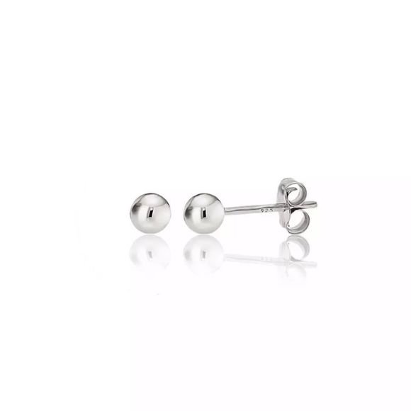 Real Solid 925 Silver Ball Post Stud Earrings NEW - Picture 1 of 3